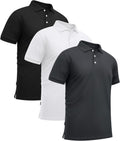 Mens Polo Shirt 3-Pack Moisture Wicking Performance - Casual