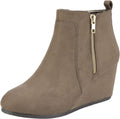 Women's Suede Low Wedges Ankle Boots - 2.75in Lift and Comfort