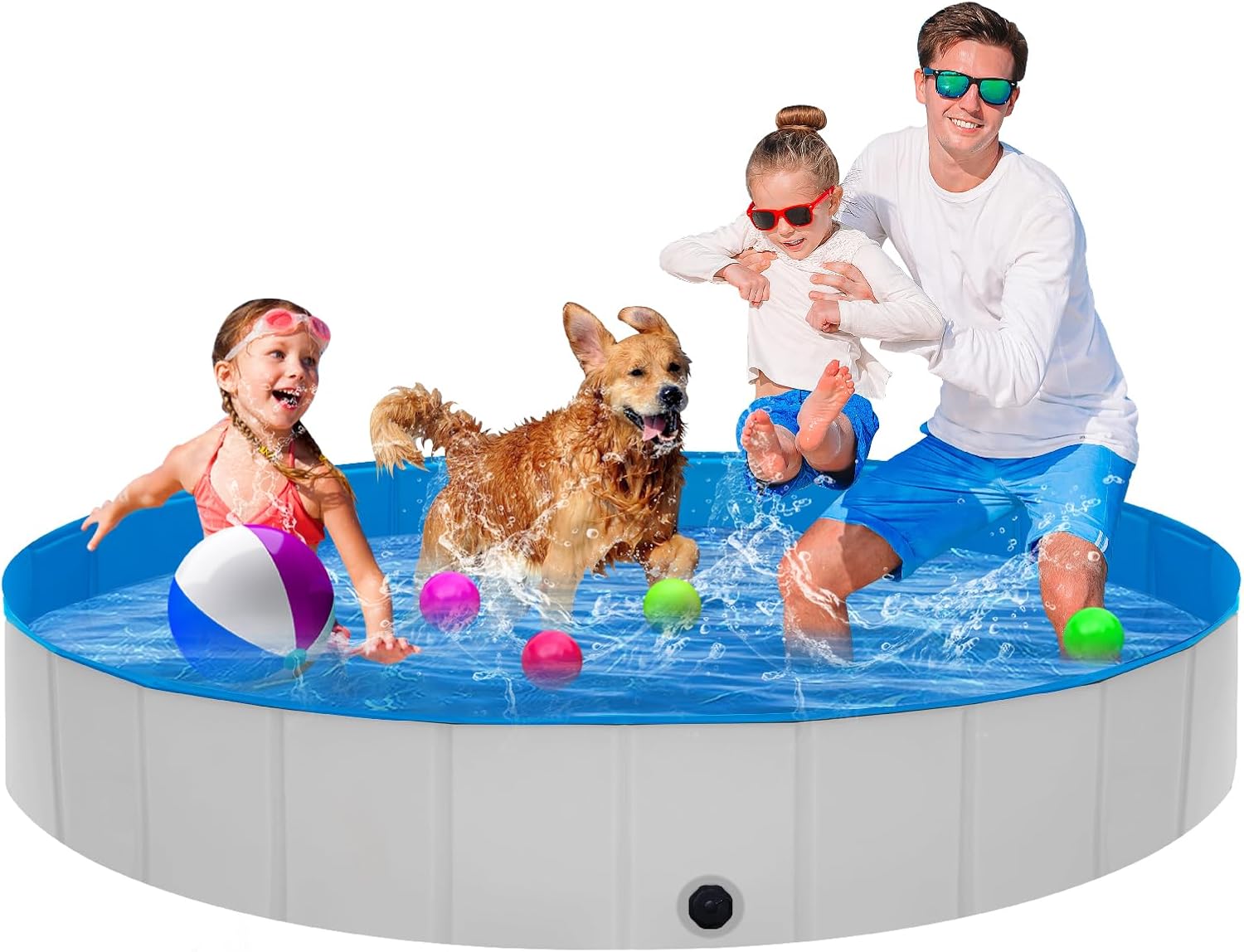 Extra Large Foldable Dog Pool for Pets and Kids Fun Activities