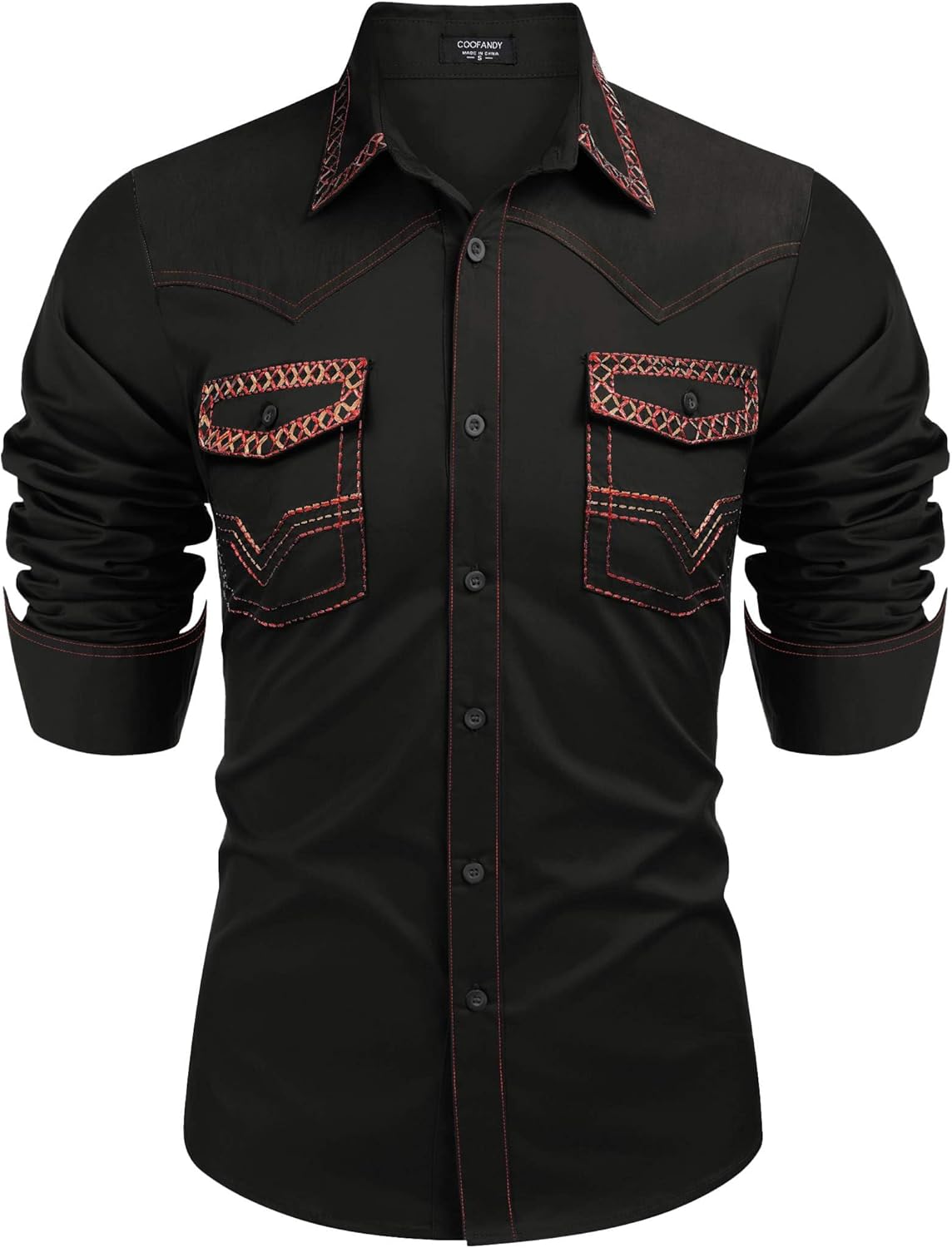 Stylish COOFANDY Men's Western Cowboy Shirt for Casual Wear