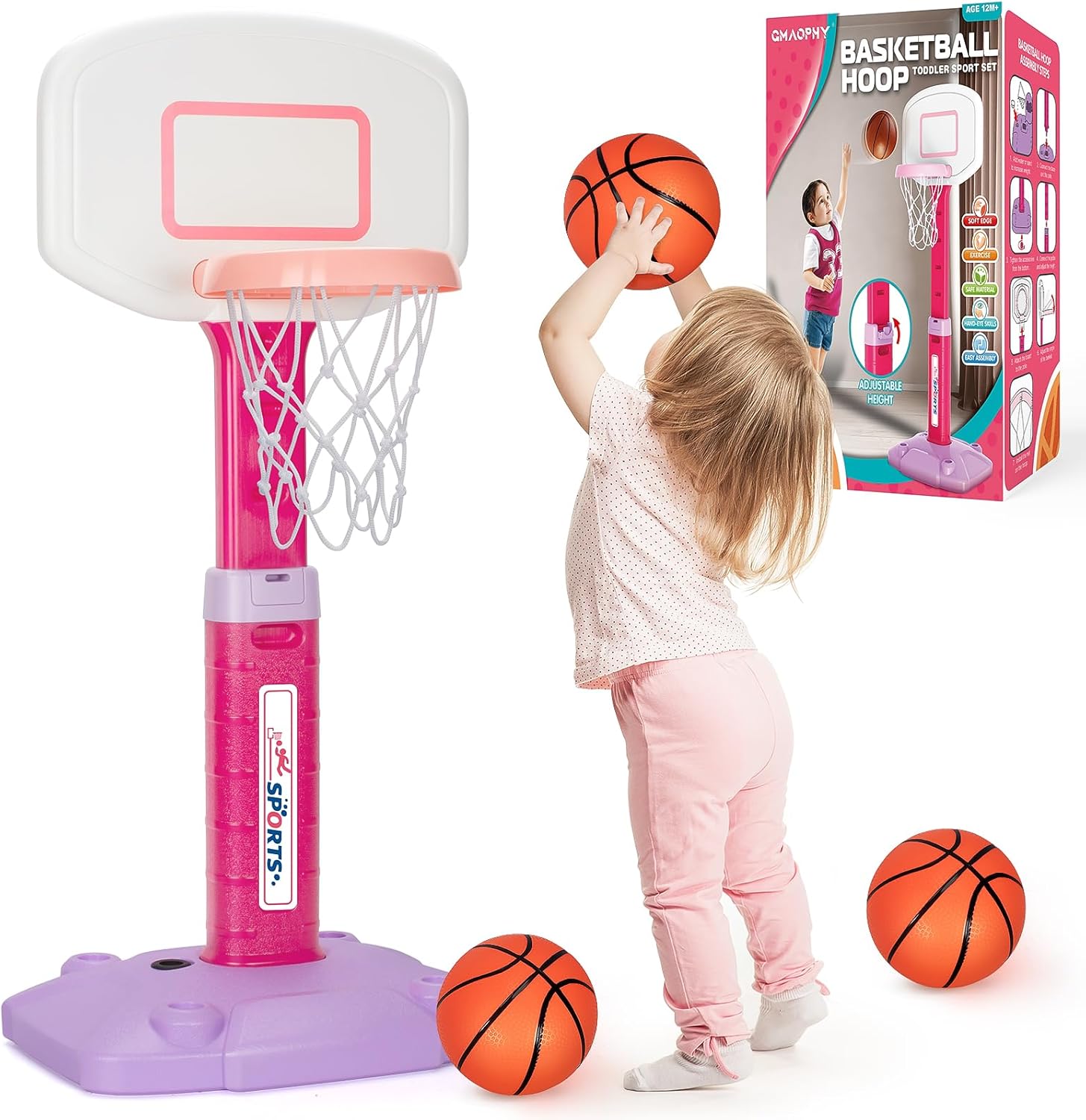 Toddler Basketball Hoop Indoor Adjustable for Kids Age 1-3