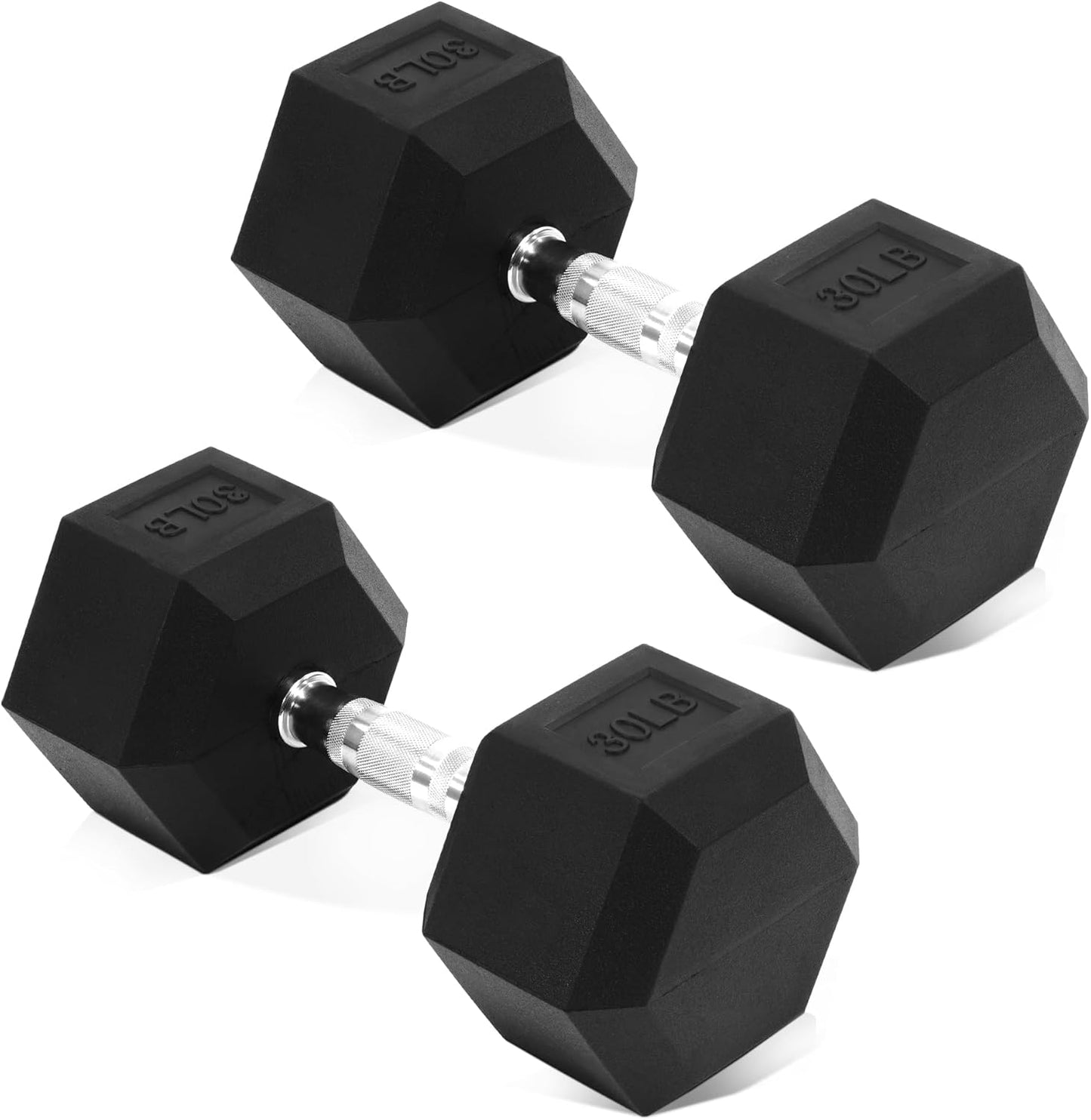 Rubber Encased Hex Dumbbell Set for Strength Training & Fitness
