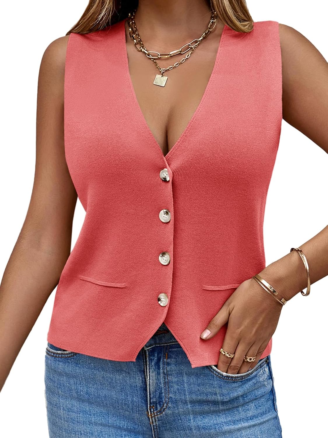 Saodimallsu Womens Sleeveless Sweater Vest for Casual Style