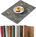 Washed Cowhide Pattern PU Leather Placemats Set of 8 - Heat Resistant