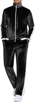 Mens Velour Tracksuit 2 Piece Set for Men - Soft Full Zip Jogging Suit