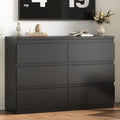 Modern Black 6 Drawer Dresser - Sleek Storage for Bedroom