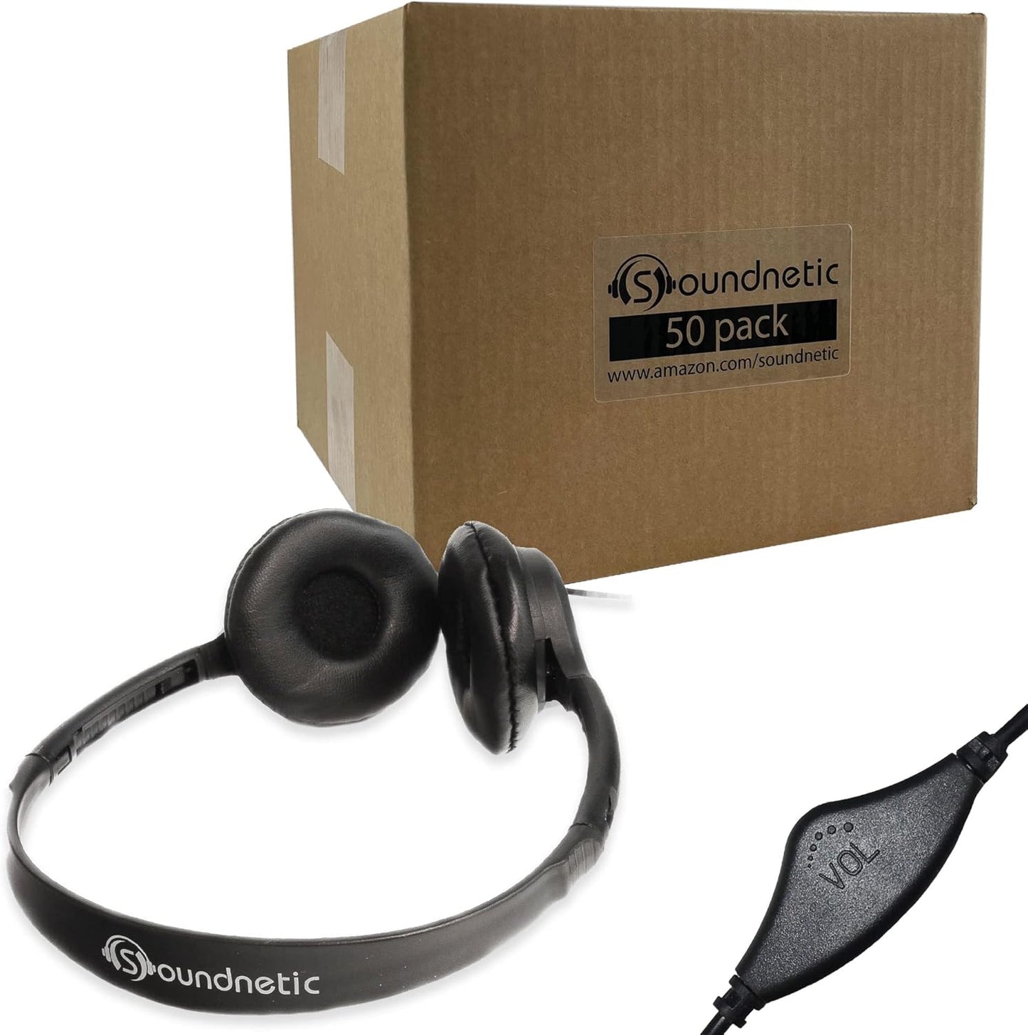 Bulk Classroom Headphones 50 Pack with Volume Control for Schools