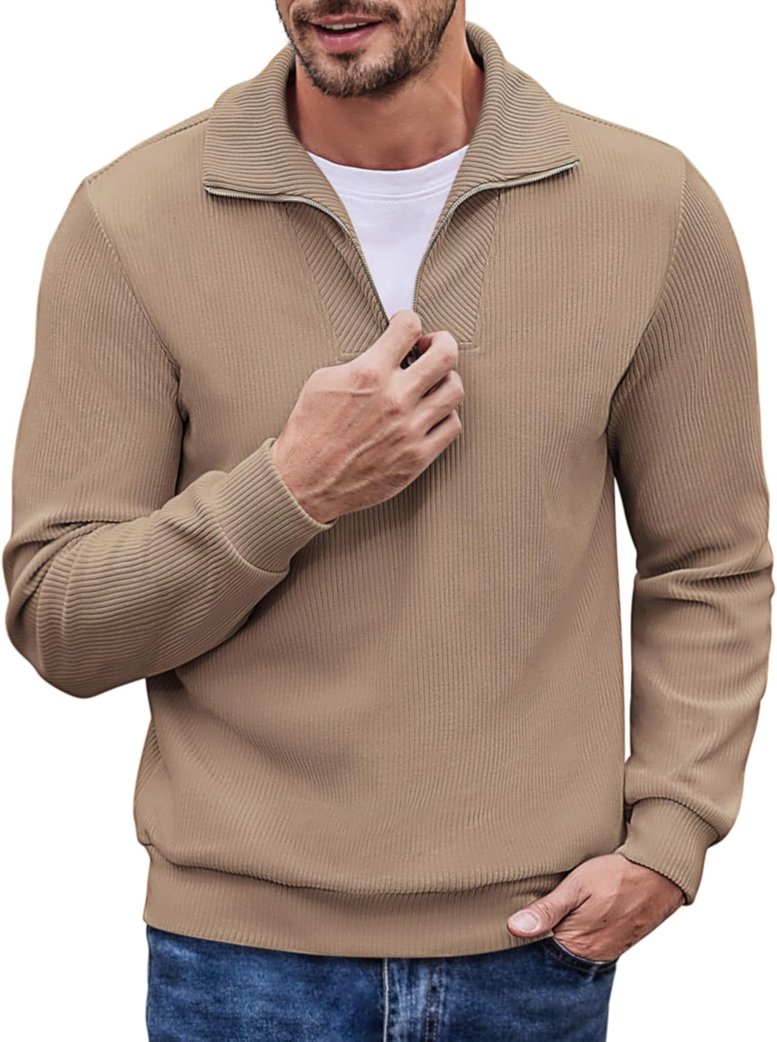 COOFANDY Men's Quarter Zip Pullover for Casual Style and Comfort