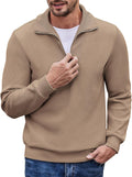 Mens Corduroy Quarter Zip Pullover Mock Neck Sweater - Casual Comfort
