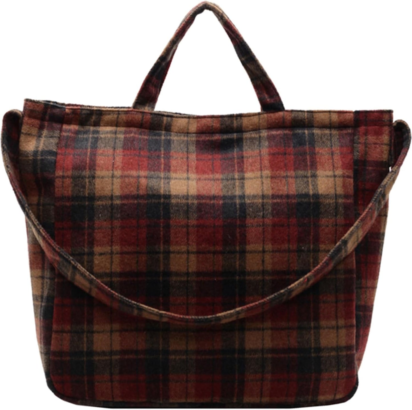 Plaid Crossbody Bag Large Laptop Tote for Casual Outings