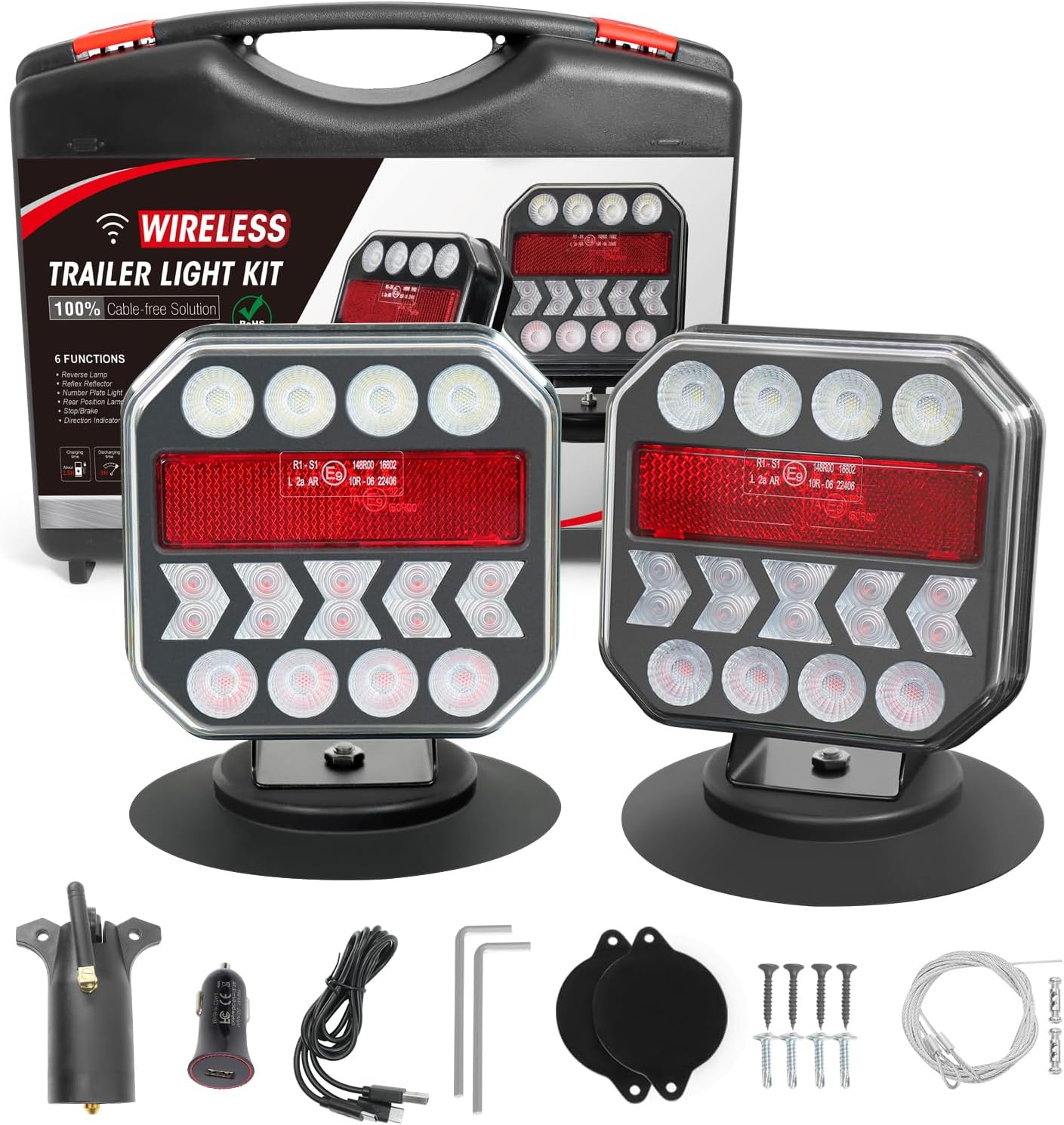 Wireless Trailer Lights Magnetic by XinHMYKJ - USB-C Fast Charge
