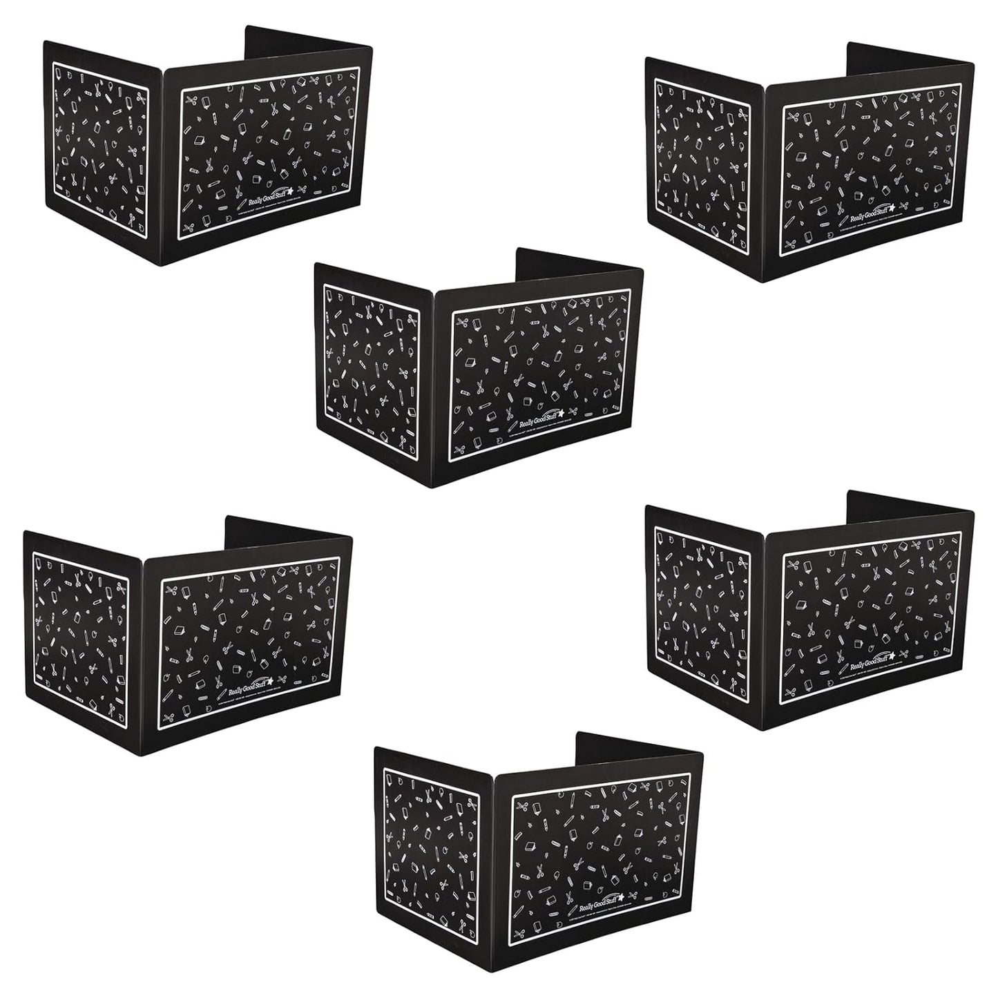 Deluxe Privacy Shields for Student Desks - Set of 6 Black