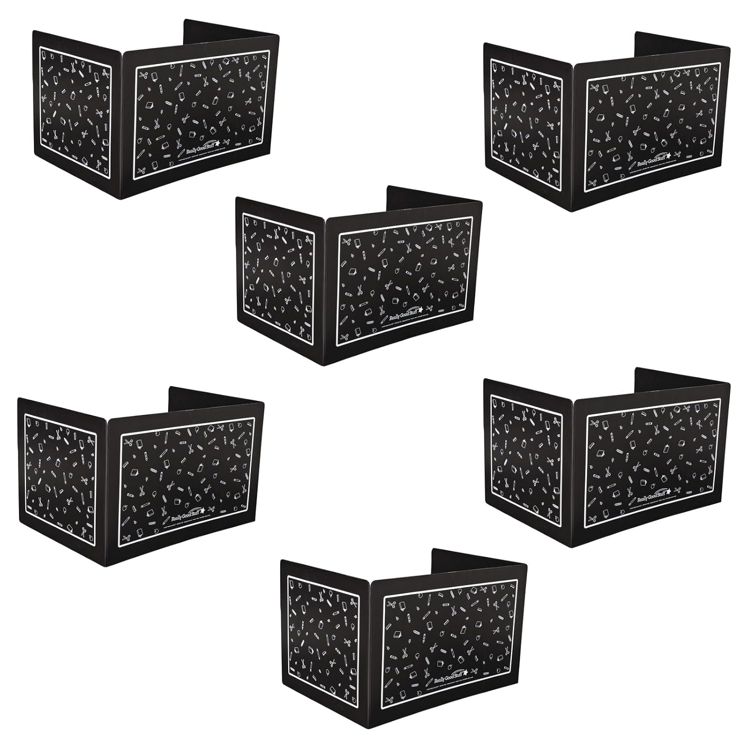 Deluxe Privacy Shields for Student Desks - Set of 6 Black