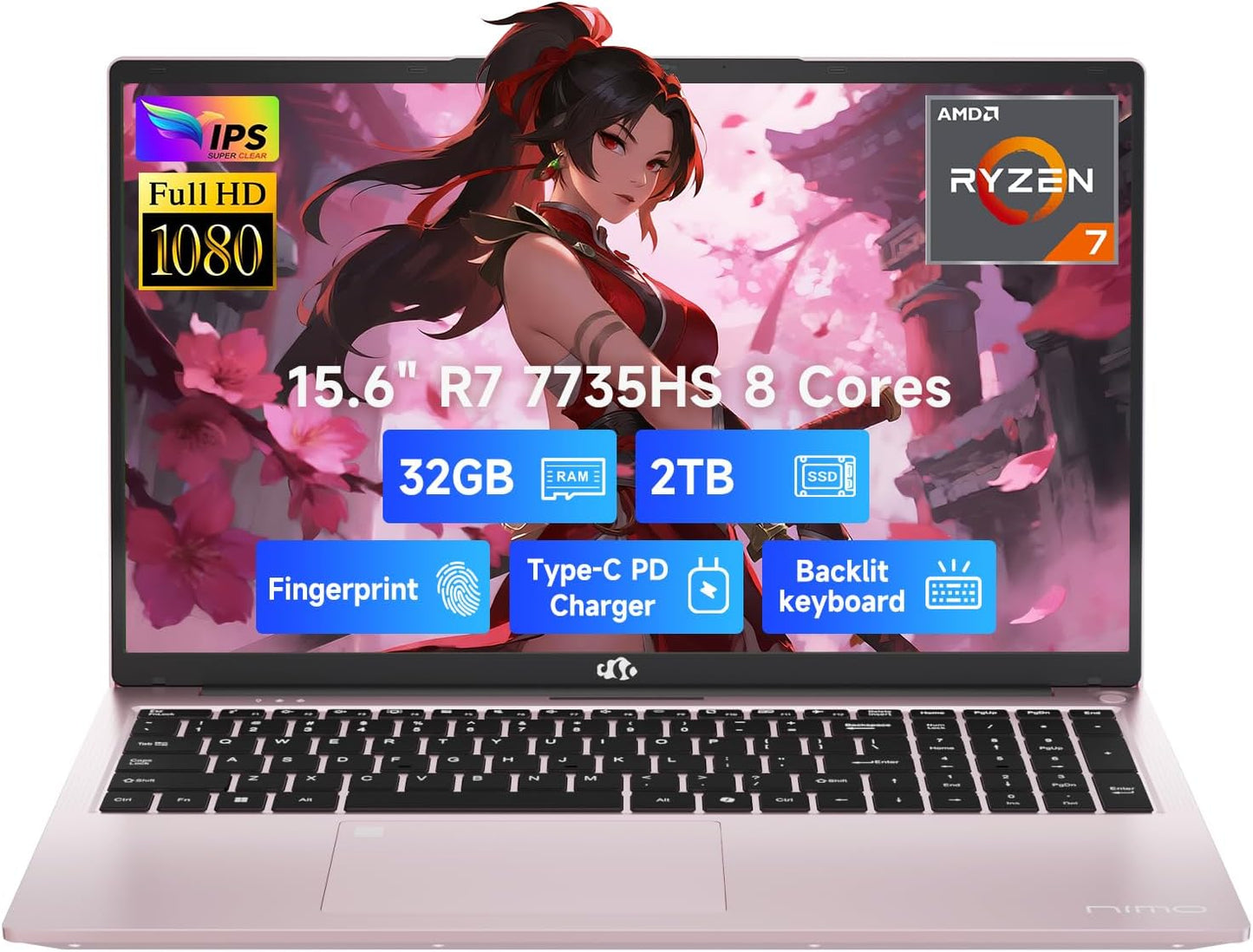 NIMO 15.6 FHD Gaming Laptop with Ryzen 7 and 32GB RAM