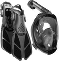 Full Face Snorkel Mask and Fins Set - 180 Panoramic View Snoring Gear