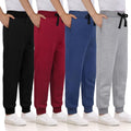 4 Pack Boys Sweatpants Cotton Fleece Lined Joggers - Adjustable Fit