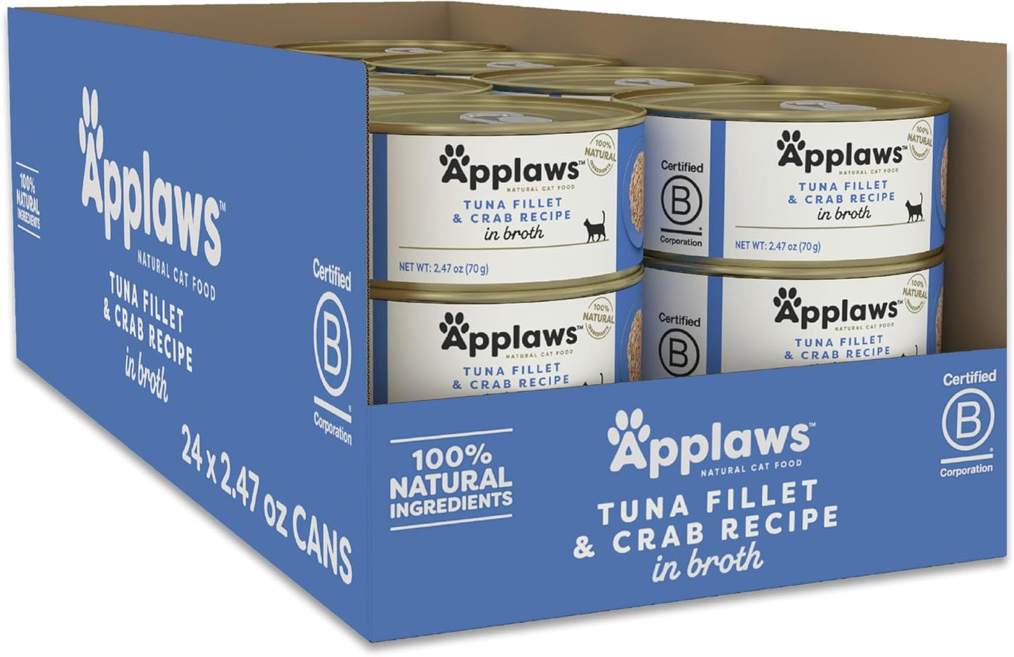 Applaws Natural Wet Canned Cat Food with Tuna & Crab in Broth