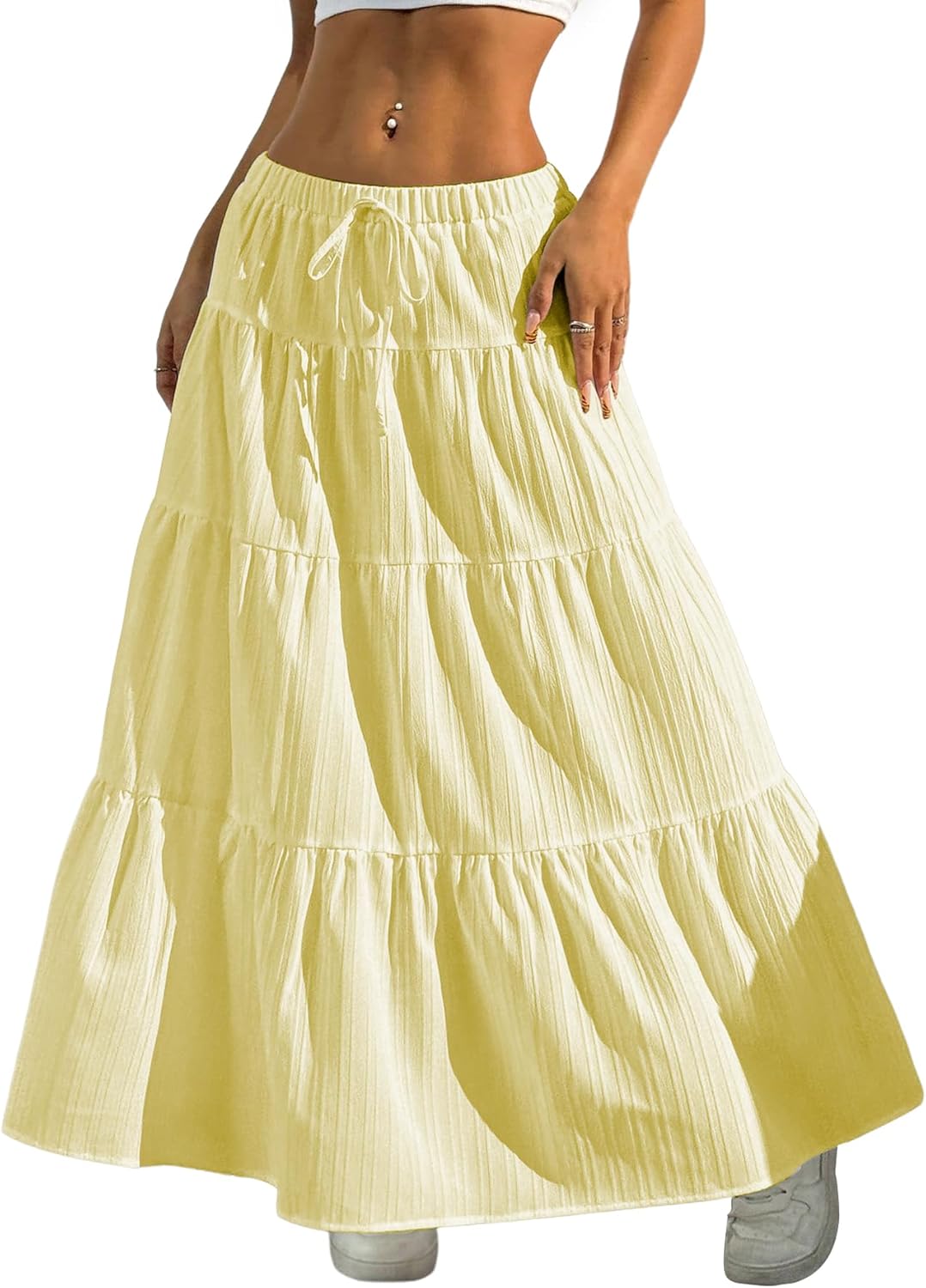 Verdusa Women's Boho Flared Ruffle Maxi Skirt for Summer Style