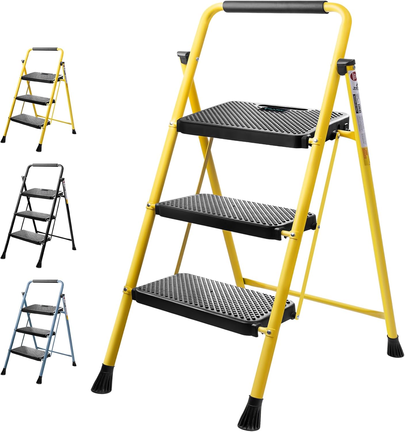 TICONN 3 Step Ladder - Heavy Duty Foldable Step Stool for Home
