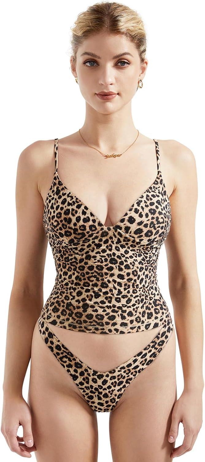 SUUKSESS Women Sexy Deep V Neck Sleeveless Fitted Tops