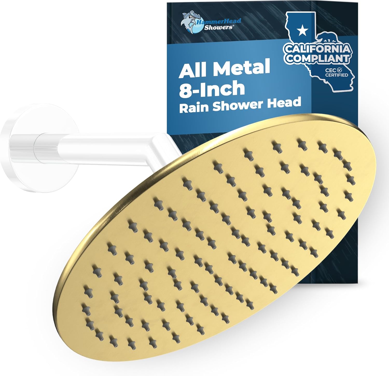 Solid Metal 8 Inch Rainfall Shower Head for Luxurious Showers