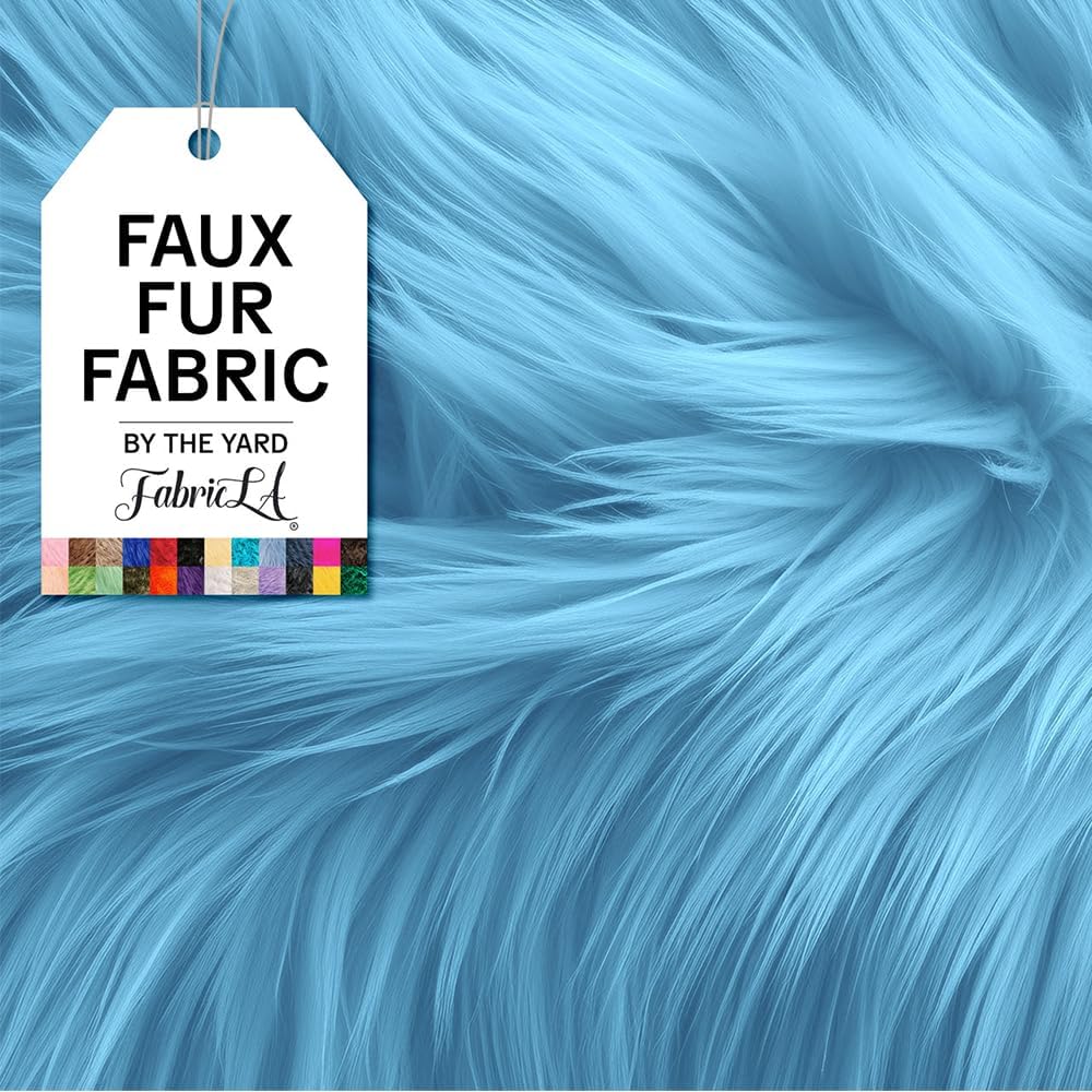 Luxurious Baby Blue Faux Fur Fabric for Crafting & Sewing