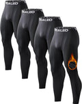 5 Pack Men's Thermal Compression Pants Fleece Lined - Warm Winter Base