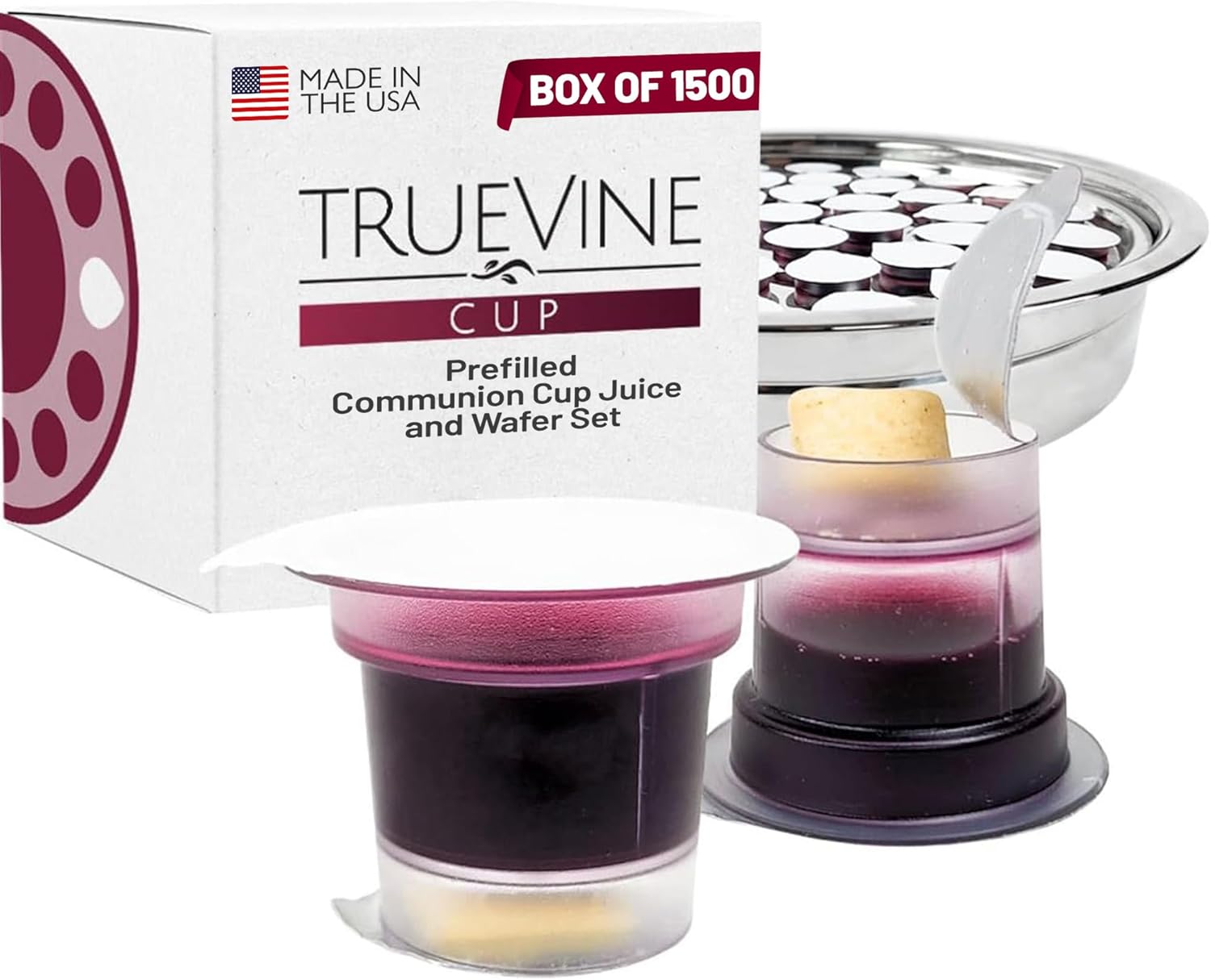 TrueVine Communion Cups and Wafer Set - Perfect for Services