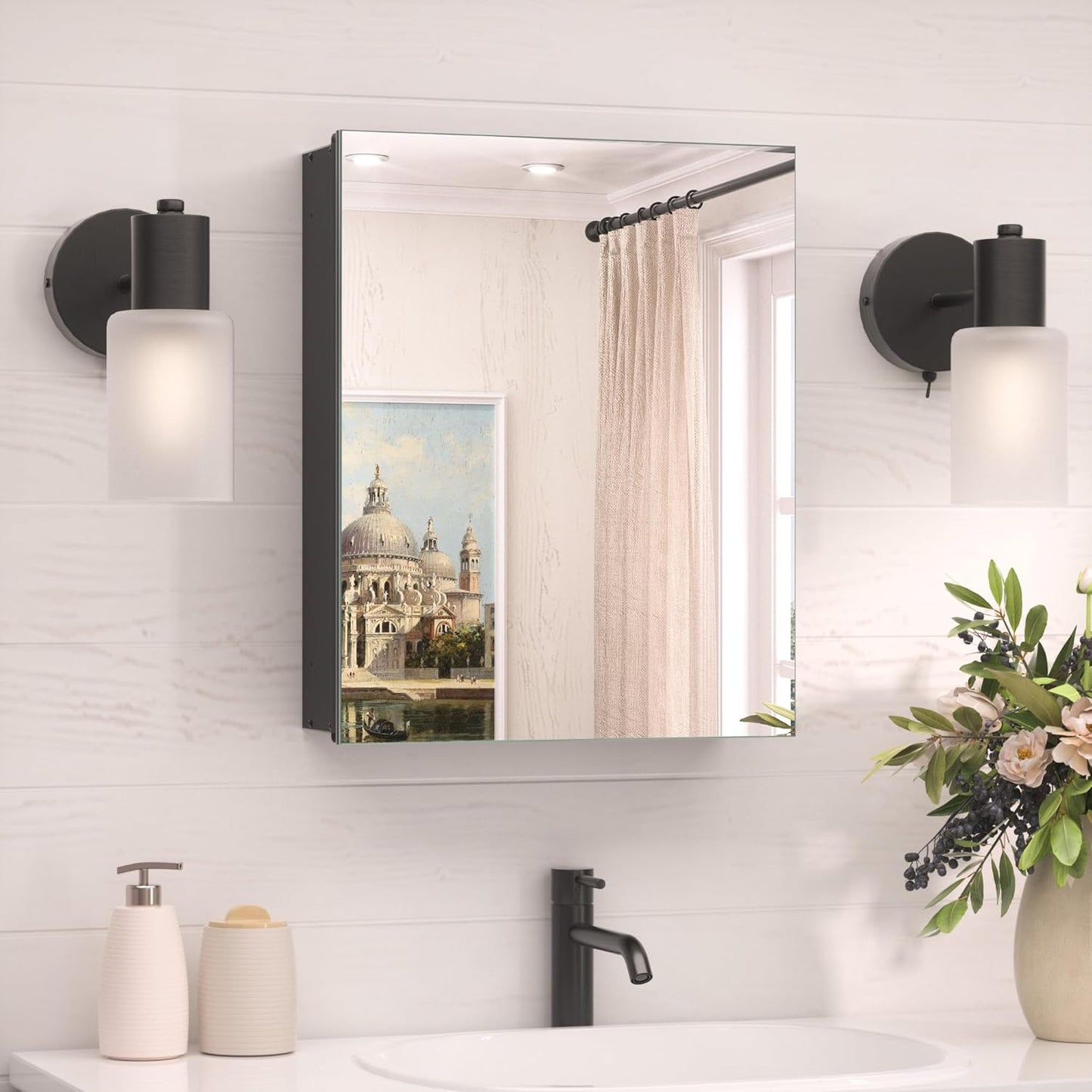 TokeShimi 16 x 20 Surface Mount Medicine Cabinet with Mirror