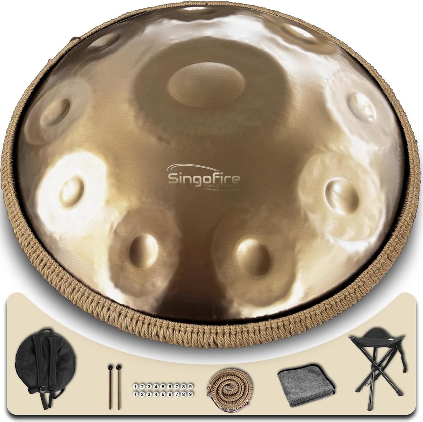 SINGOFIRE Handpan Drum 22-Inch 432Hz D Minor for Musicians