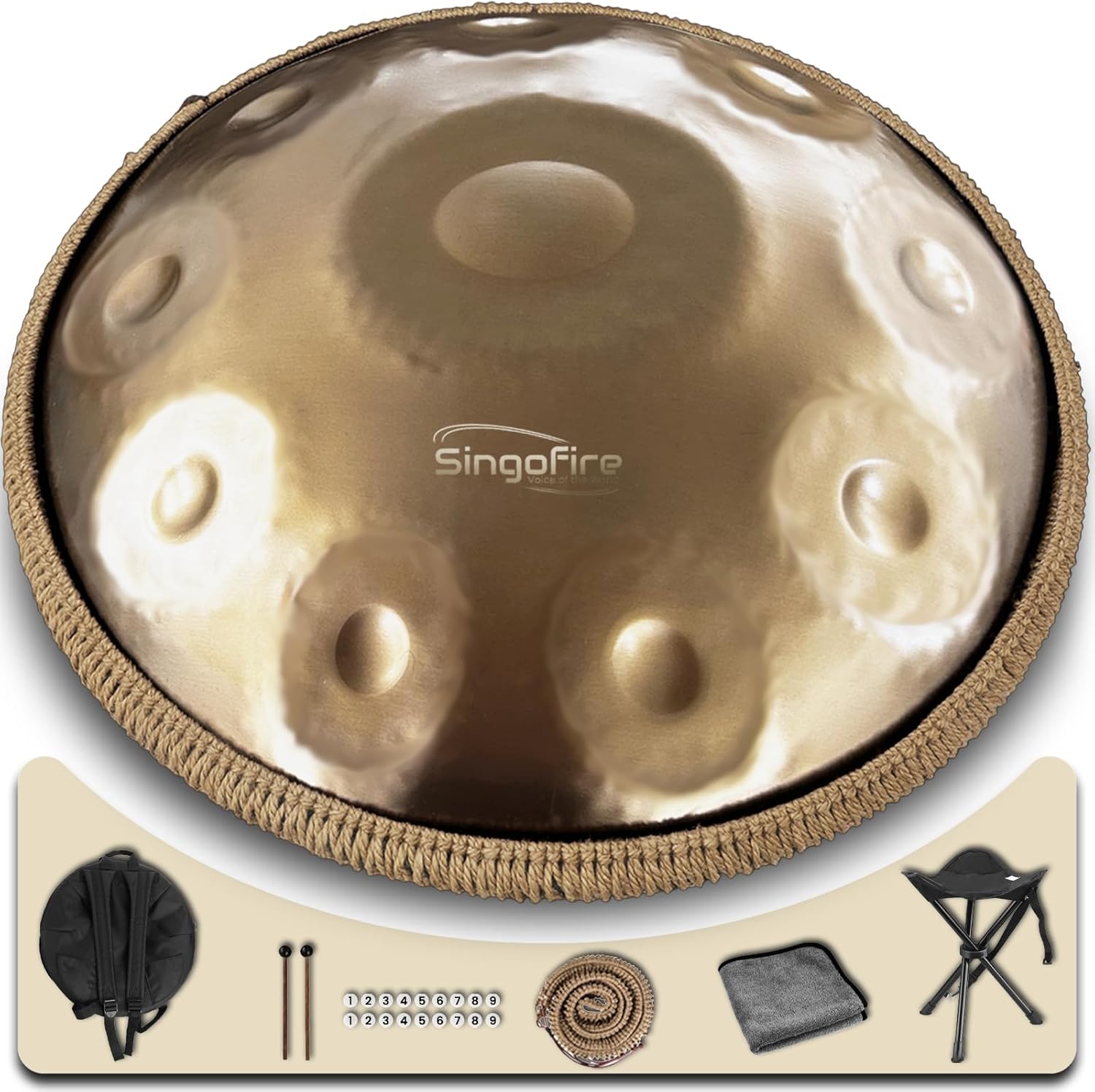 SINGOFIRE Handpan Drum 22-Inch 432Hz D Minor for Musicians