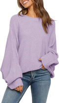 Women's Oversized Crewneck Sweater Batwing Puff Sleeve - Slouchy Fit