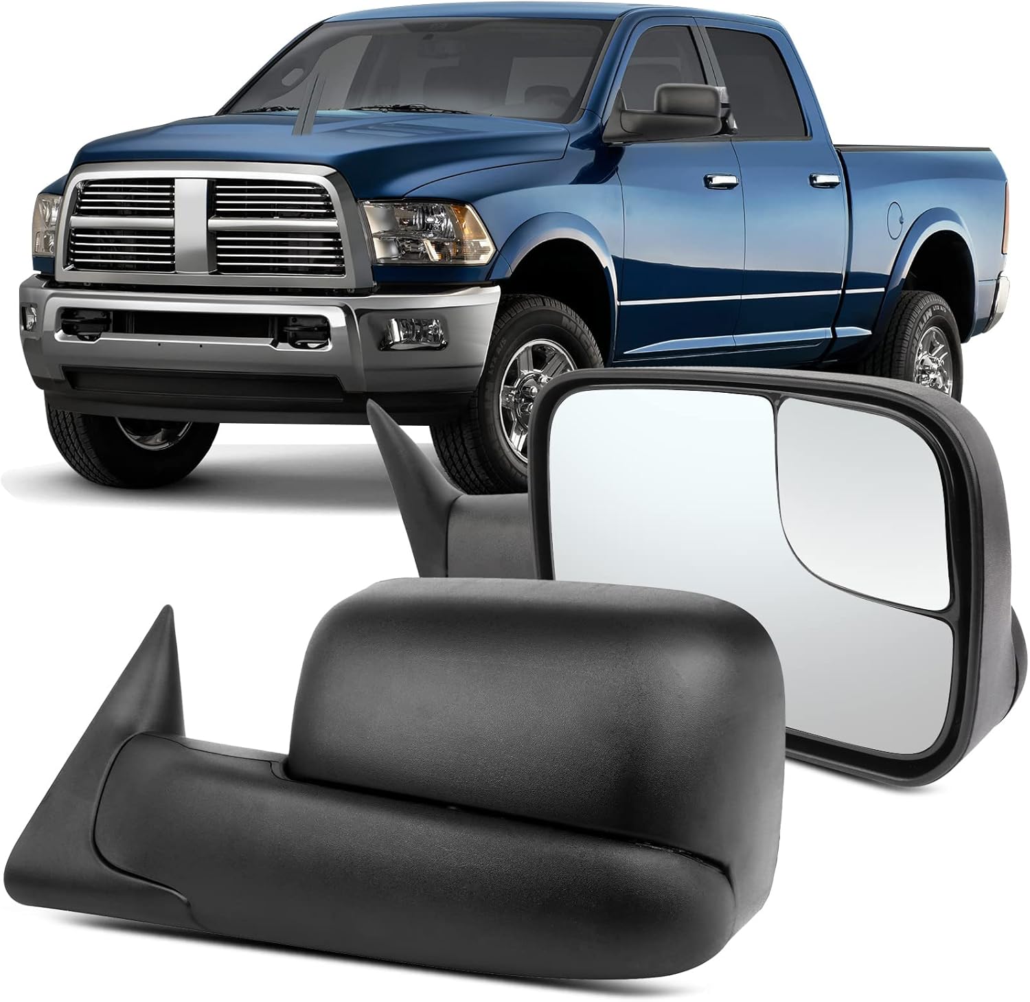 OCPTY Towing Mirror for Dodge Ram 1500 2500 3500 - Manual Adjust