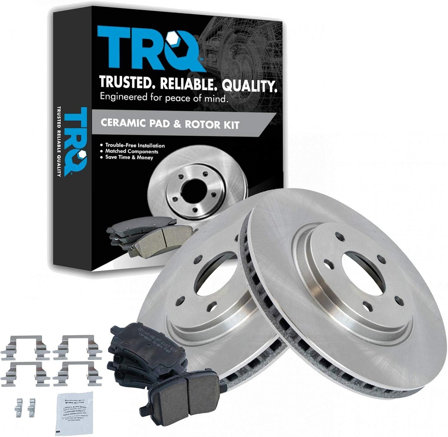 TRQ Front Brake Pad & Rotor Kit for Chevrolet and Pontiac Cars