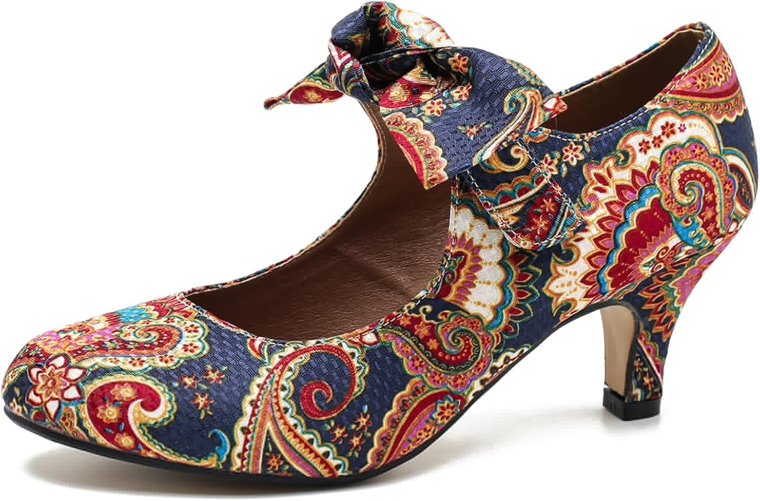 Stylish Bow Heels for Women: Mary Jane Kitten Heel Pumps