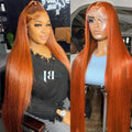 Ginger Orange Human Hair Lace Front Wig by Poysew - 20Inch