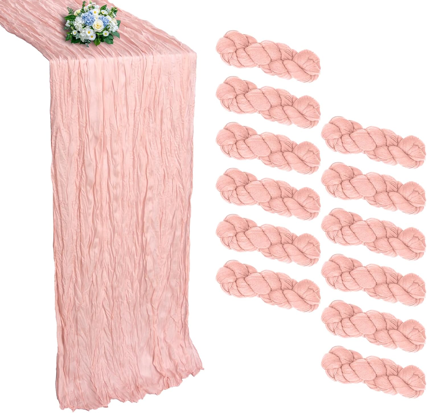 12 Pack Blush Pink Cheesecloth Table Runner for Elegant Events