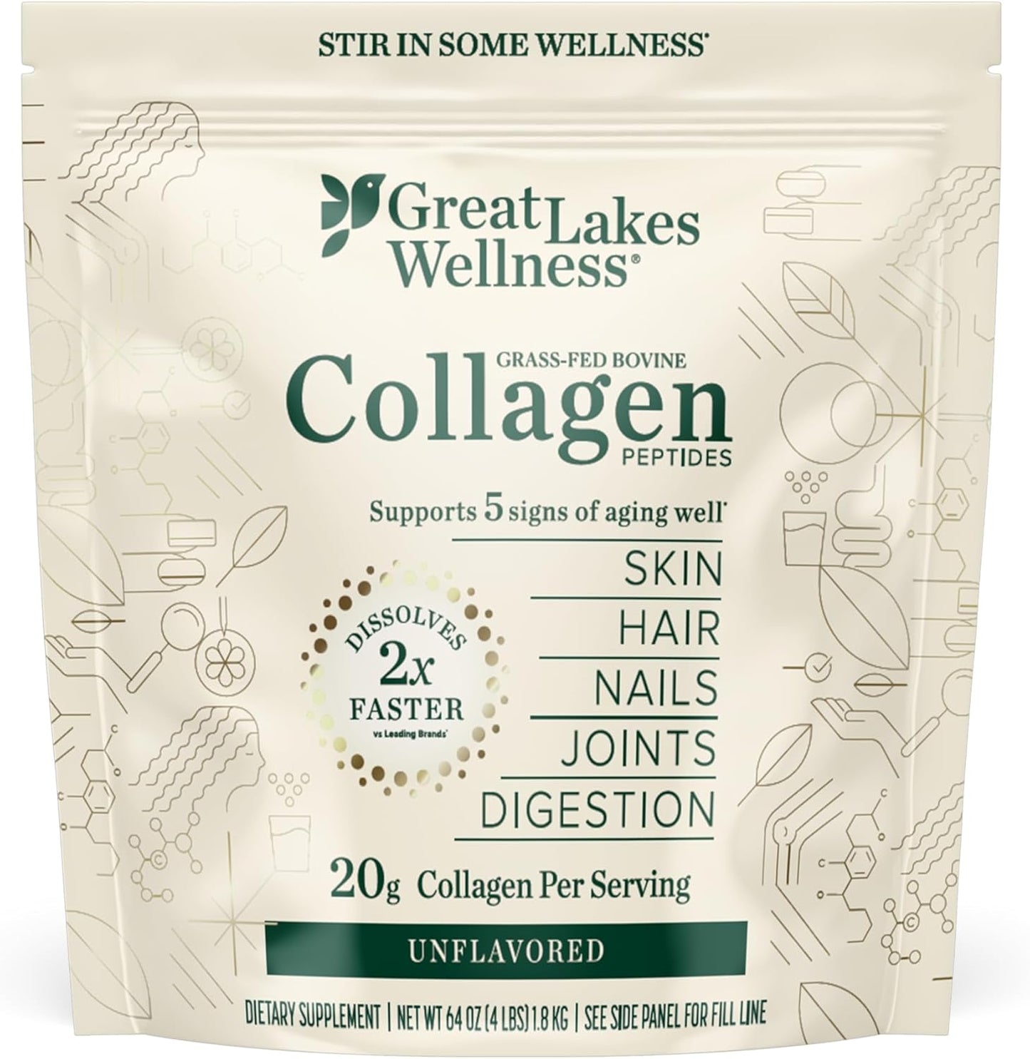 Great Lakes Wellness Collagen Peptides Powder for Skin & Hair