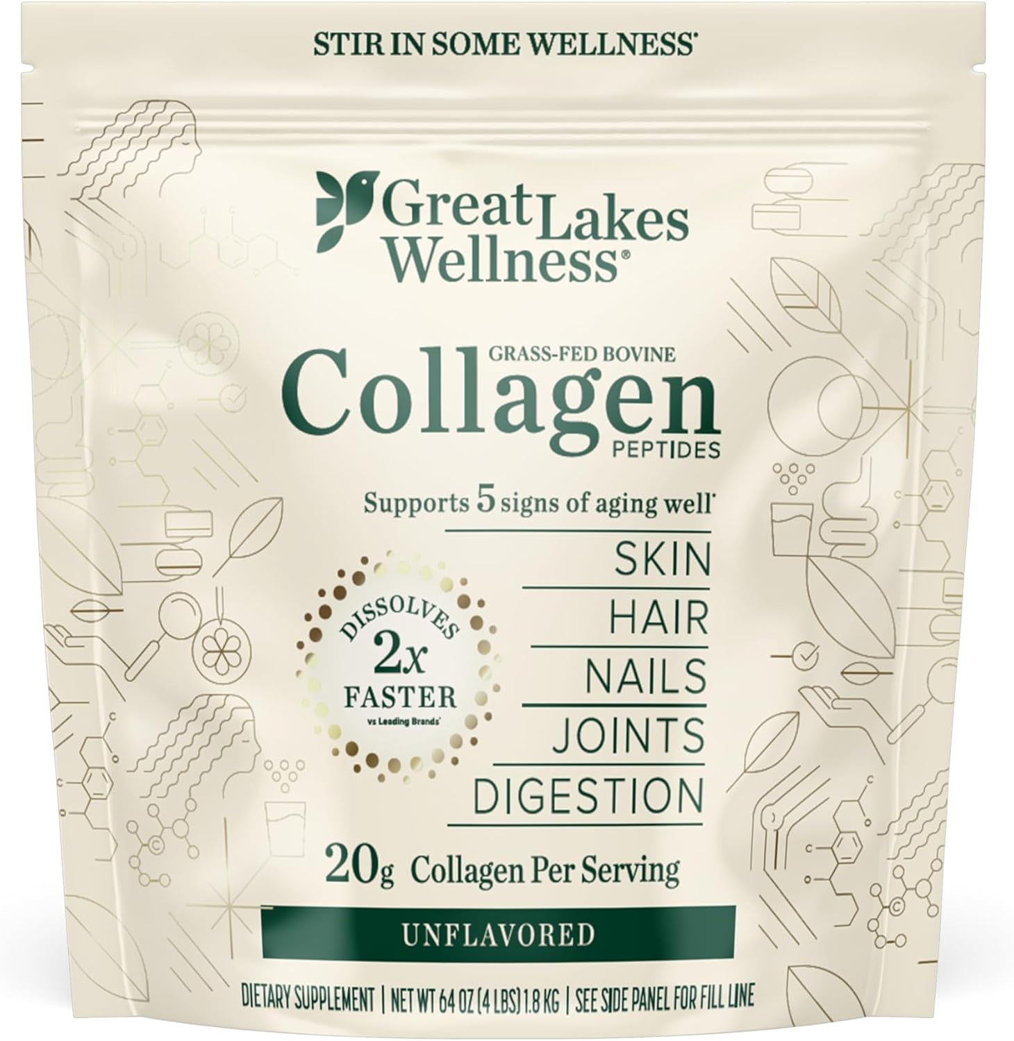 Great Lakes Wellness Collagen Peptides Powder for Skin & Hair