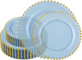 PLASTICPRO 128 Piece Combo Plastic Dinner Plates - Elegant Translucent
