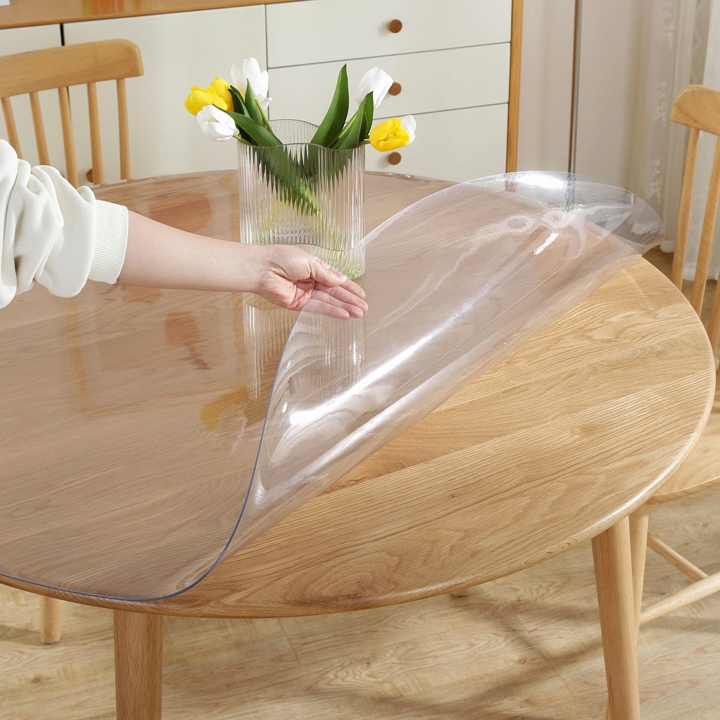 LovePads Round Clear Table Cover Protector for Dining Room