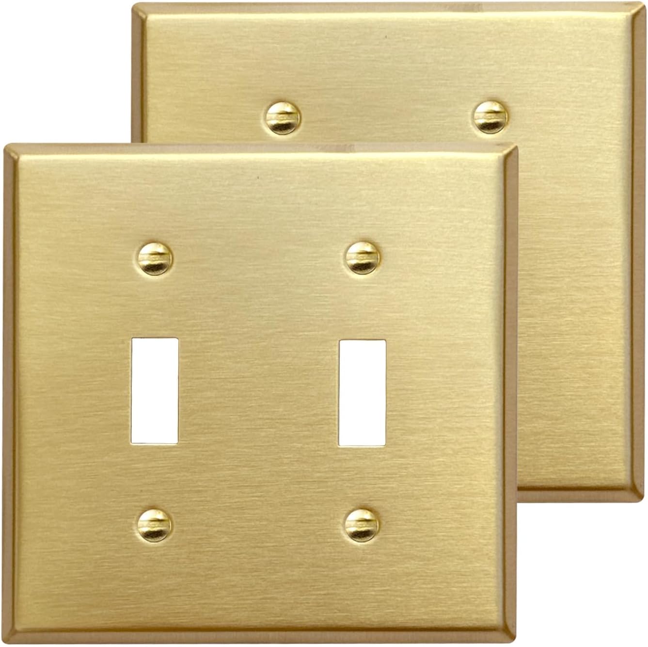 Midsize Double Toggle Light Switch Covers in Gold Finish