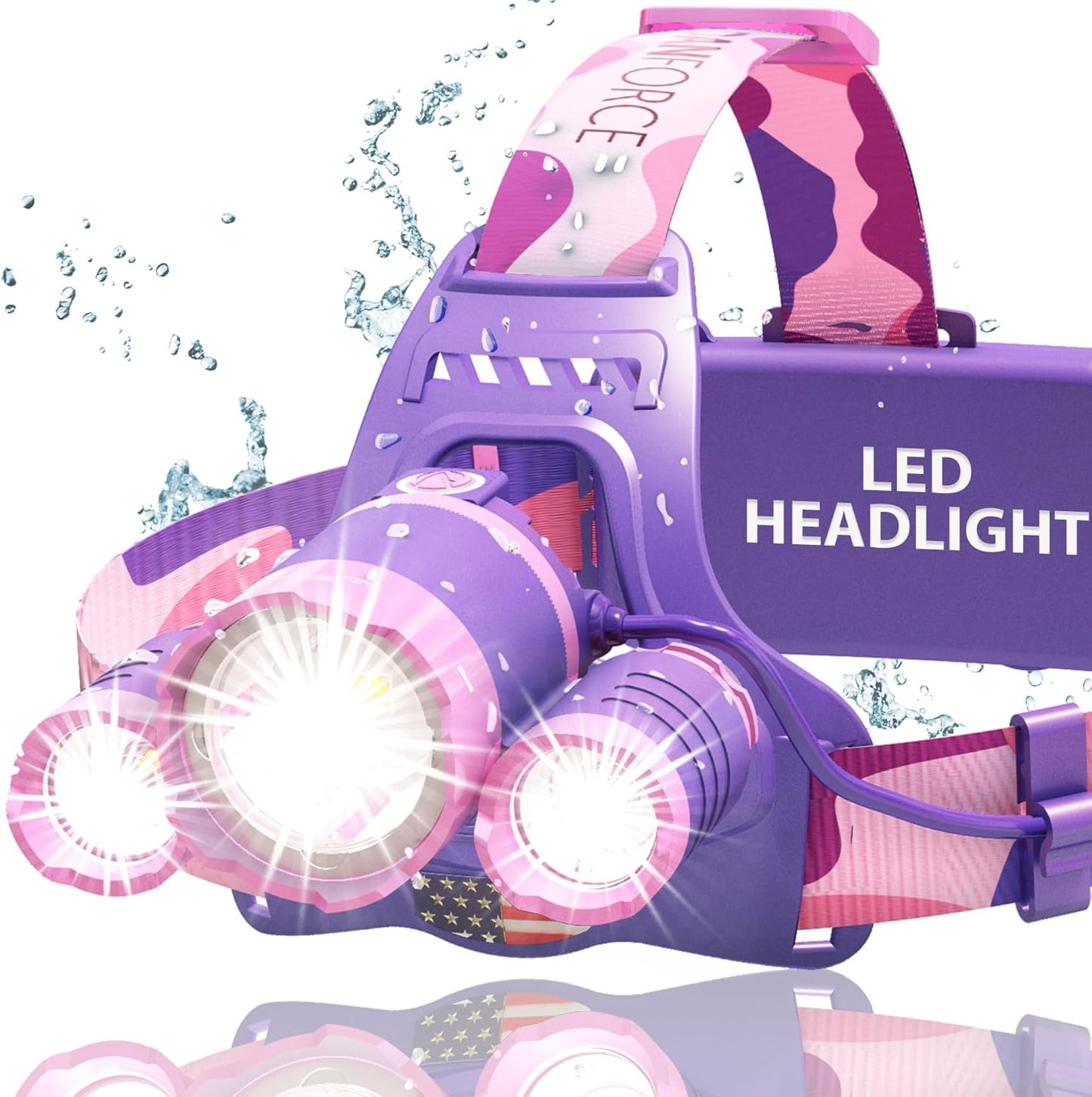 DanForce Ultra Bright Rechargeable LED Headlamp for Outdoors