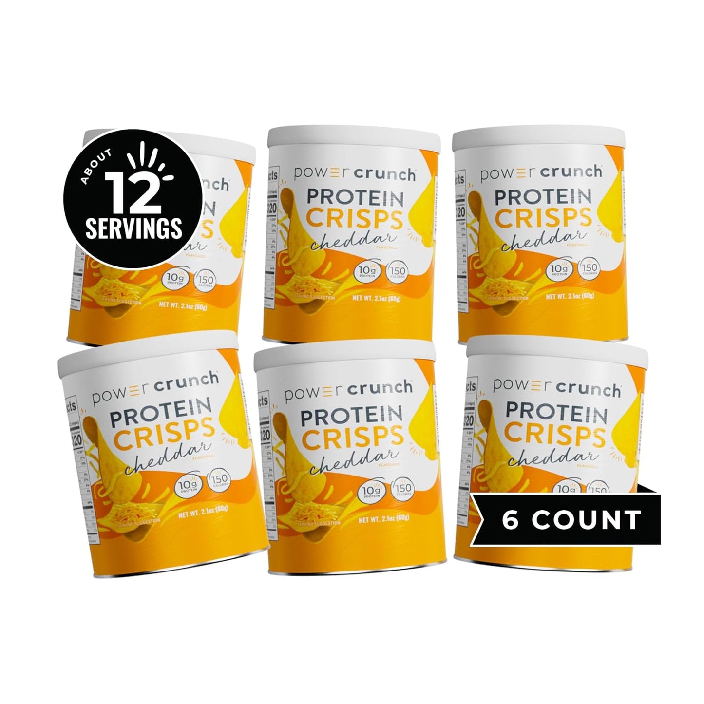 Cheddar Protein CRISPS by Power Crunch - 10g Protein, Pack of 6