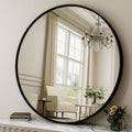 40 Inch Round Mirror - Matte Black Circle Wall Mirror for Bathroom