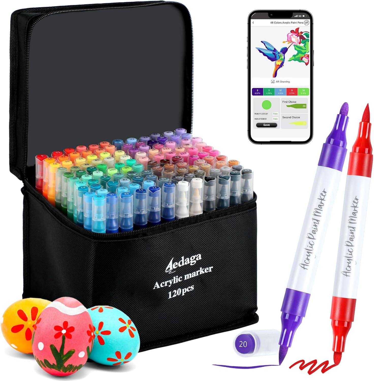 120 Colors Acrylic Paint Pens with Dual Tip for Creative Art