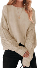Women's Cable Knit Oversized Pullover Sweater - Cozy Fall Fit