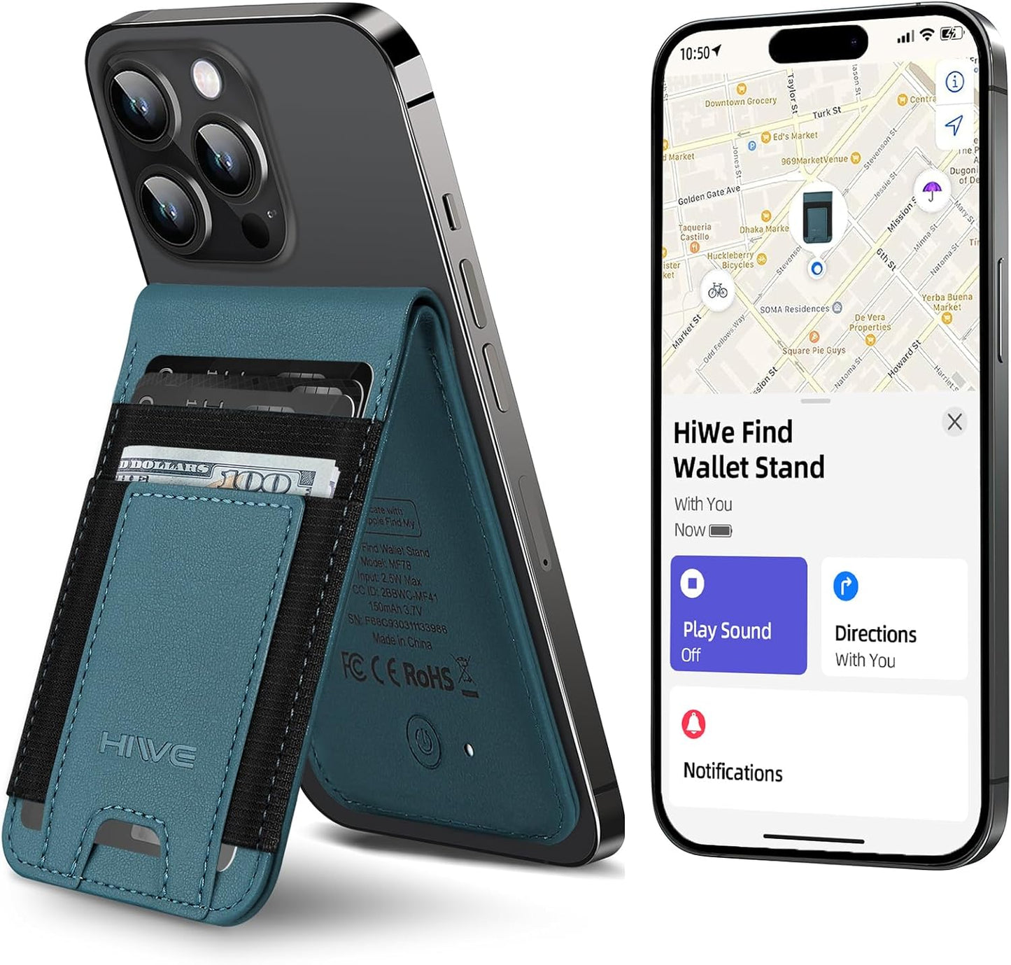 HiWe MagSafe Wallet Stand with Find My and Anti-Lost Features