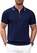 COOFANDY Men's Zipper Polo Shirt Casual Knit Short Sleeve - Classic go