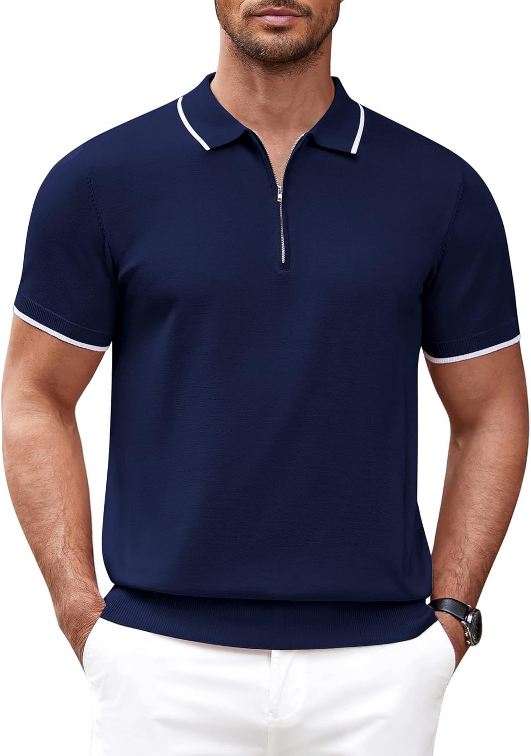 Stylish COOFANDY Men's Zipper Polo Shirt for Every Occasion